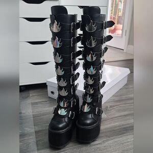 YRU Black Platform Boots
